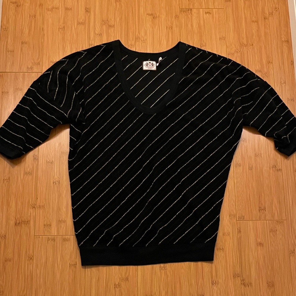 Juicy Couture Black and Silver V-Neck women’s Sweater
